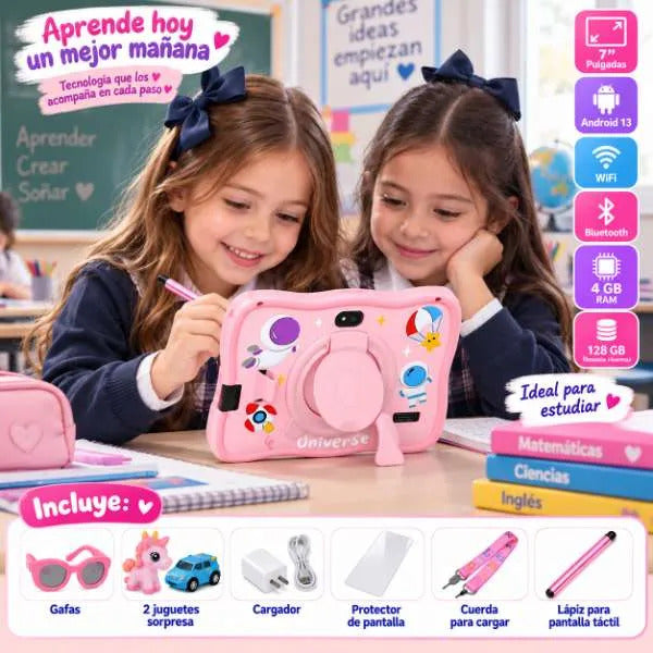 Tablet Niños Educativa Funda Protector Soporte 128gb 4gb