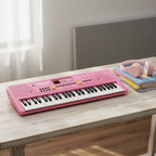 Piano Organeta Musical Para Niños 61 Teclas Bigfun Microfono rosado