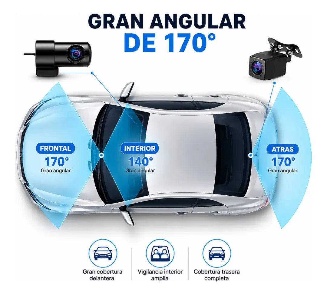 Espejo Retrovisor 3 Camaras Interior Exterior Tactil 1080p