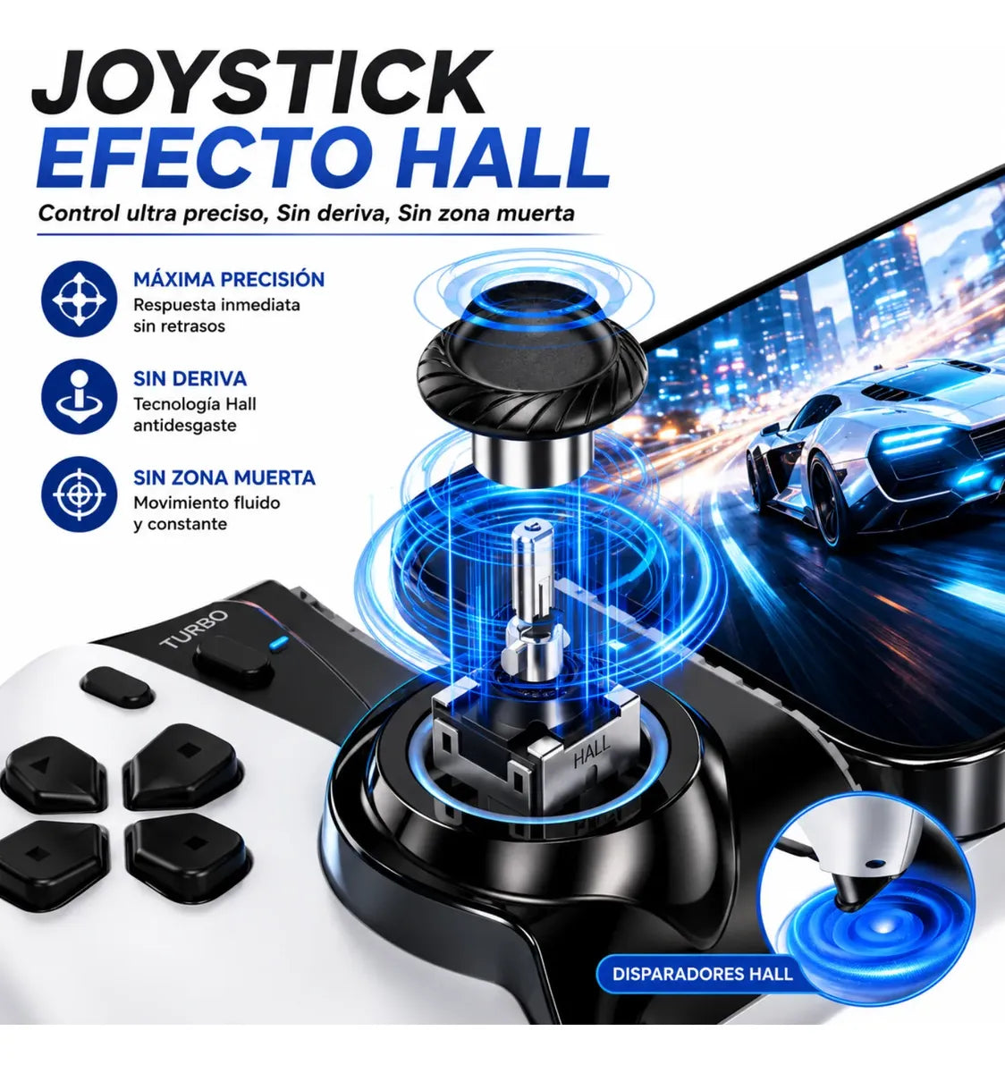 Control Gamer Bluetooth Hall Effect Mecanico Celular Pc
