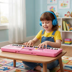 Piano Organeta Musical Para Niños 61 Teclas Bigfun Microfono rosado
