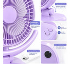 Ventilador Portátil Recargable Usb Lampara Led Velocidades 3