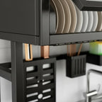 Escurridor Organizador De Platos 65cm Doble Tapa Negro
