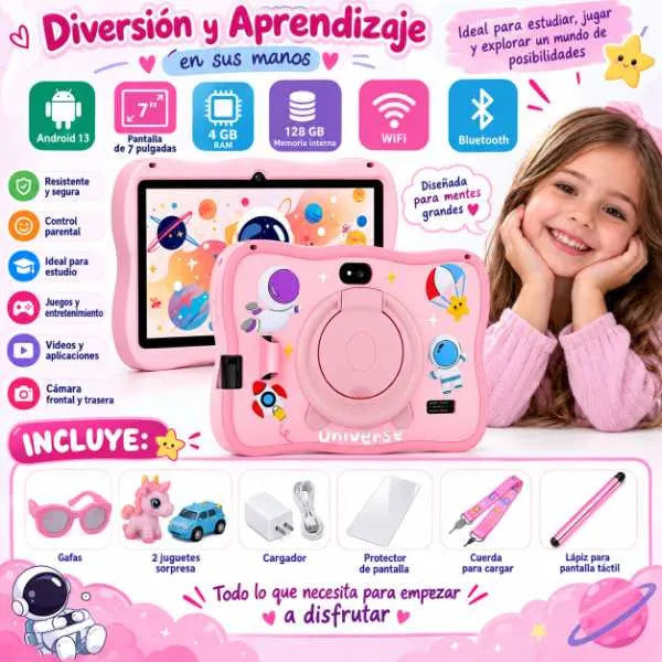 Tablet Niños Educativa Funda Protector Soporte 128gb 4gb