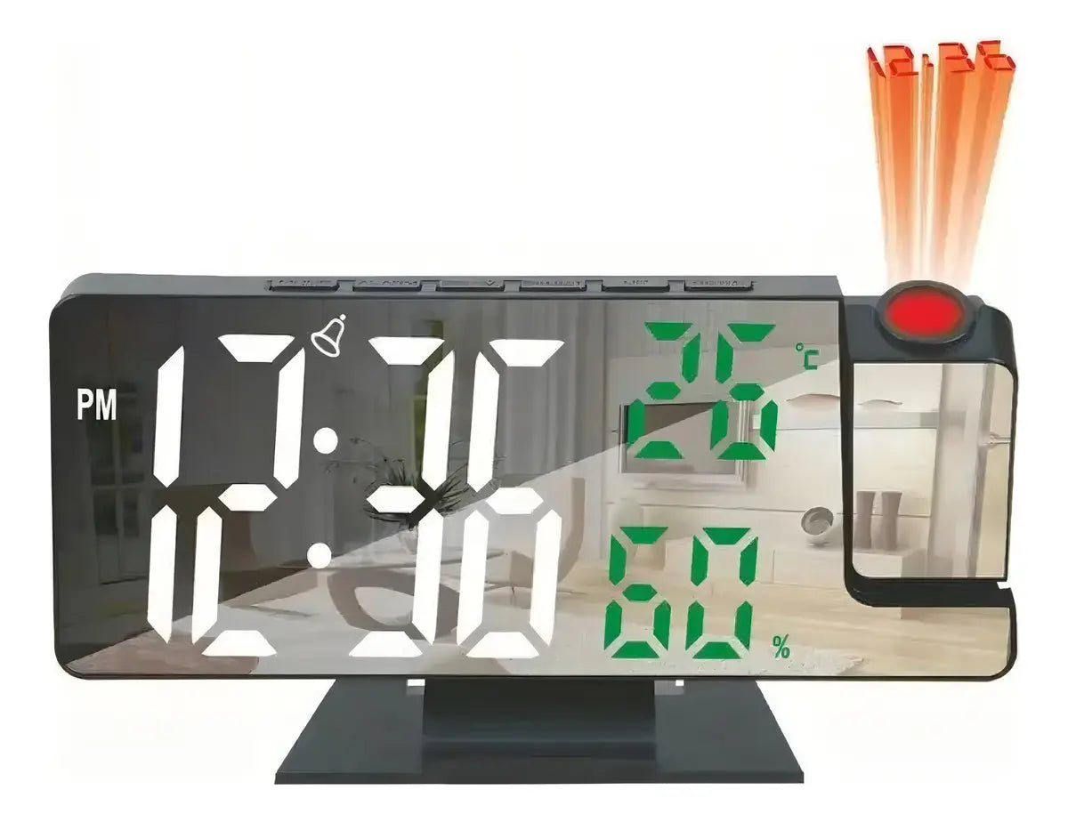 Reloj Despertador Digital con Proyector de Hora y Pantalla LED