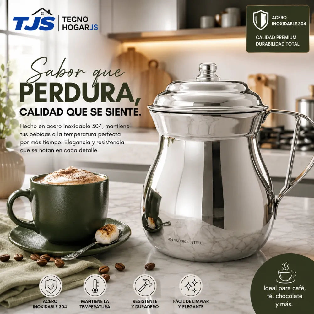 Olleta Jarra Acero Quirúrgico T304 2 Litros Multiusos Tapa