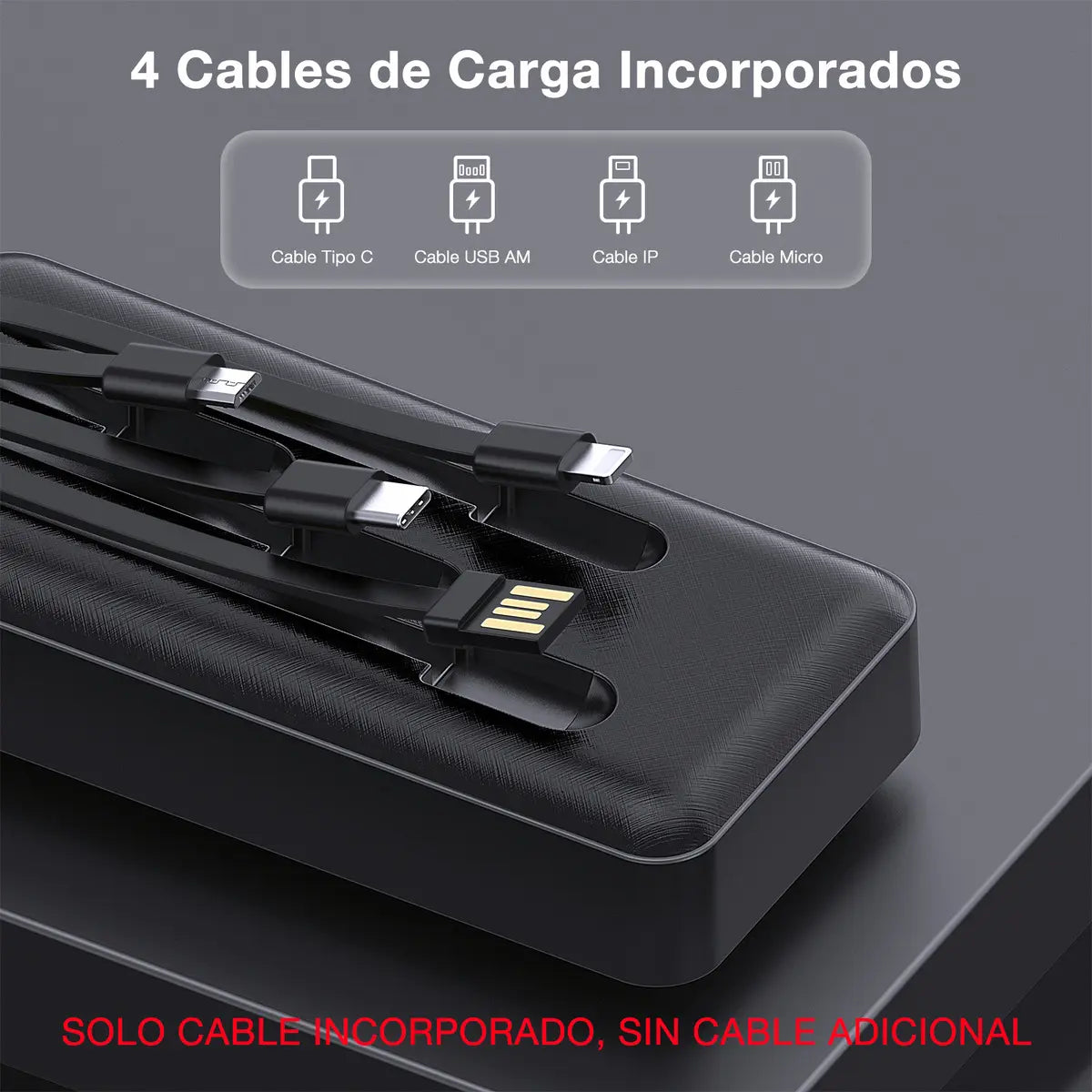 Power Bank 20000mAh 4 Cables Carga Rápida Pantalla Digital GAR 159