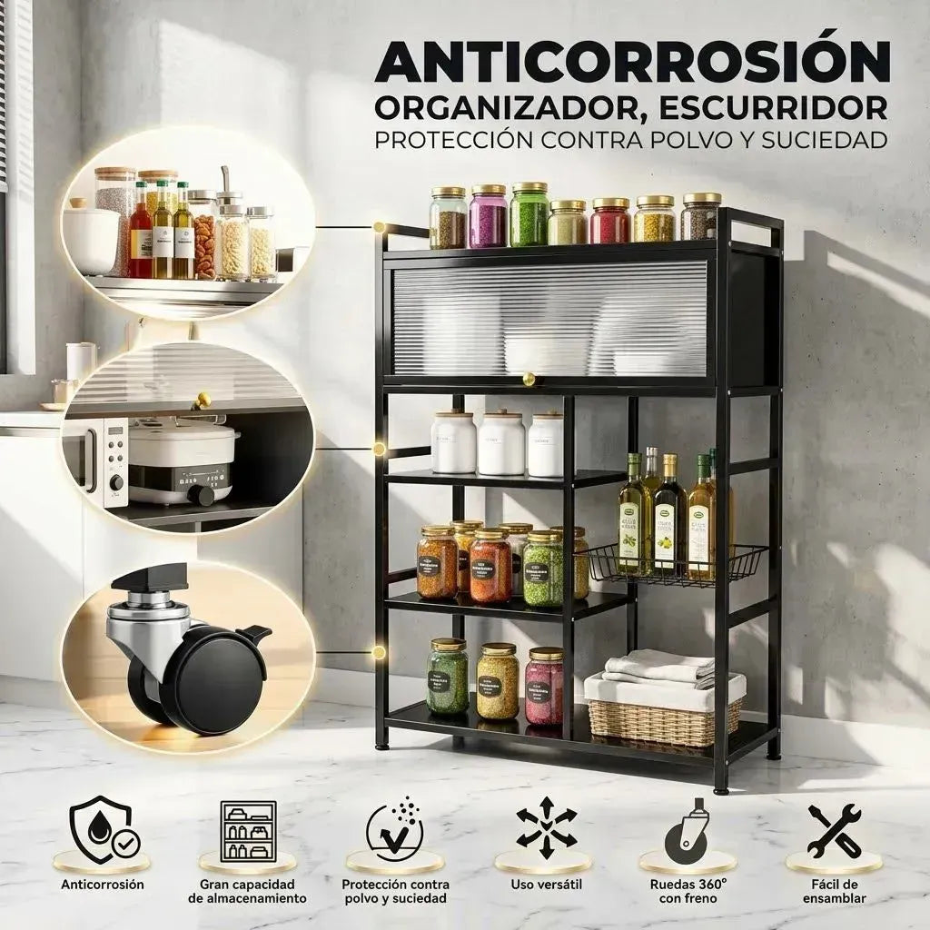 Carrito Organizador Estante Cocina Gabinete Platero 5 En 1