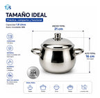 Olla Acero Quirurgico T304 Premium Perla 1.8 Litros Con Tapa