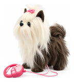 Perrito beige de peluche con mando rosado