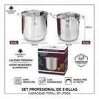 Set Ollas Soperas Acero Quirurgico 20.5 Litros 16.5 Litros