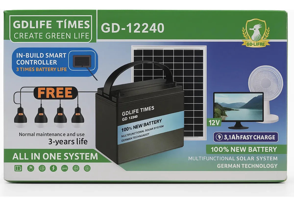 Bateria Recargable Portatil Con 4 Bombillos Panel Solar 12v