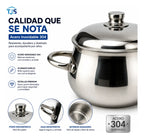 Olla Acero Quirurgico T304 Premium Perla 1.8 Litros Con Tapa