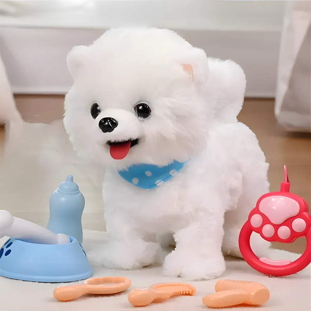 Perrito Peluche Interactivo Camina Hace Sonidos Saca Lengua Correa
