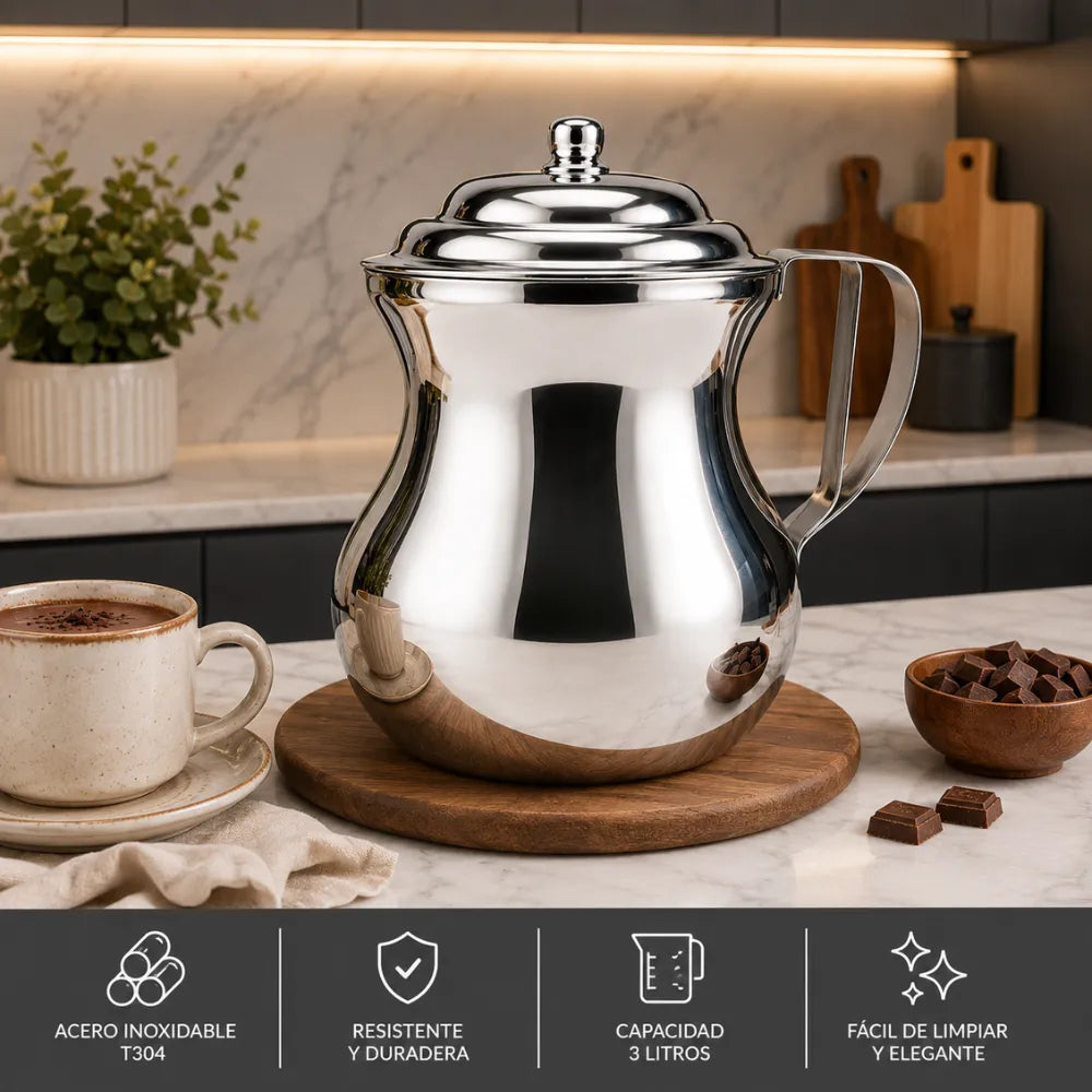 Olleta Jarra Chocolatera Acero Quirúrgico T304 3 Litros