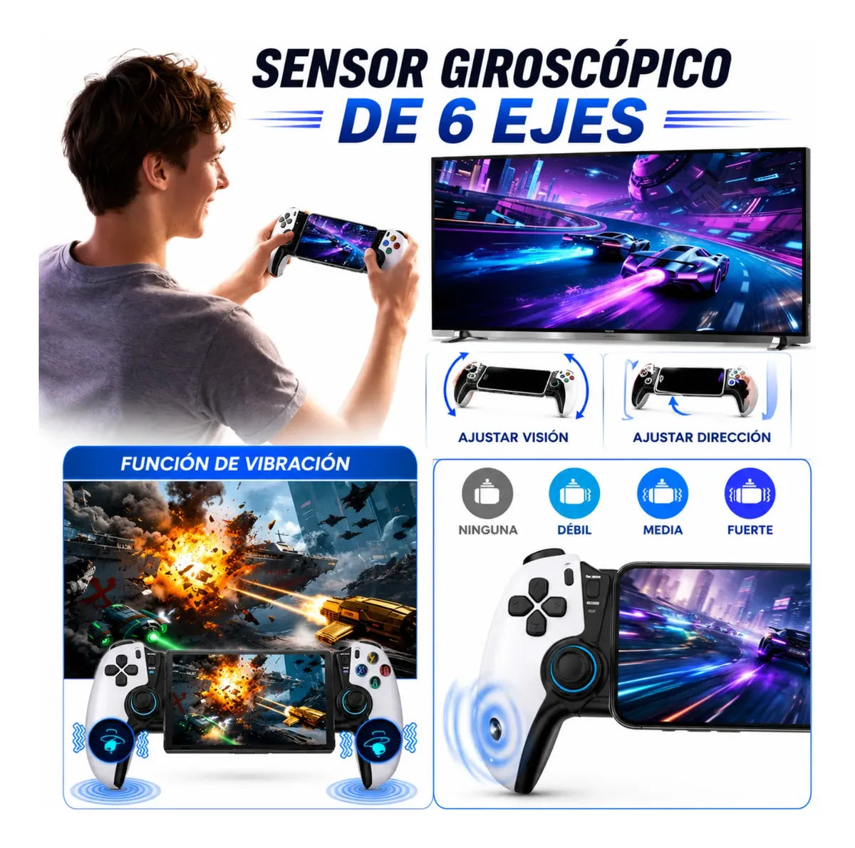Control Gamer Bluetooth Hall Effect Mecanico Celular Pc