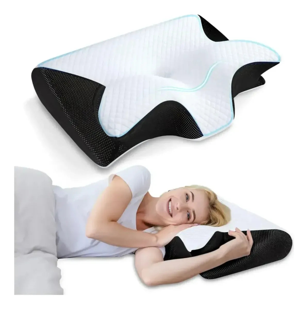Almohada Cervical Viscoelástica Ortopédica Contorneada Sueño