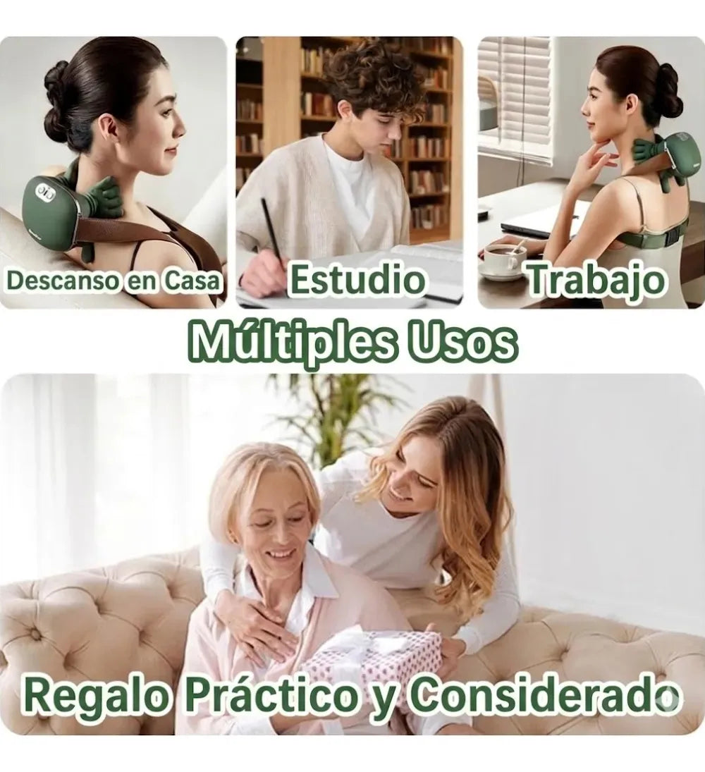 Masajeador Hombros Cuello Calor Terapia Ajustable Tipo Mano