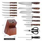 Juego Cuchillos Cocina Base Madera Acero Inoxidable Premium