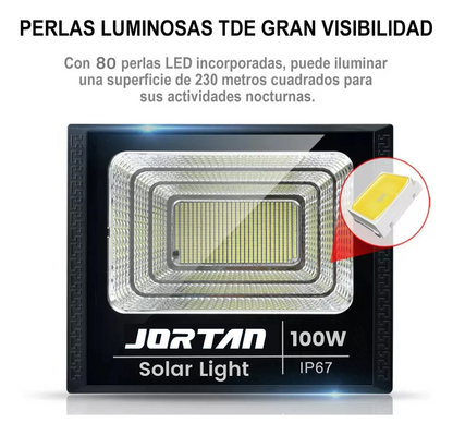 Lampara Reflector Solar 100w Led Exterior Ip66 Panel Solar