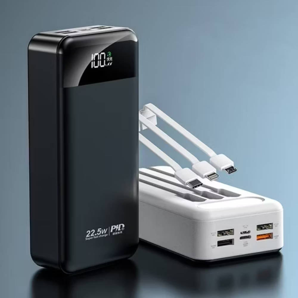 Power Bank 20000mah Multipuertos Lighting V8 Tipo C Linterna