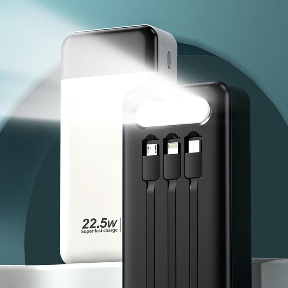 Power Bank 20000mah Multipuertos Lighting V8 Tipo C Linterna