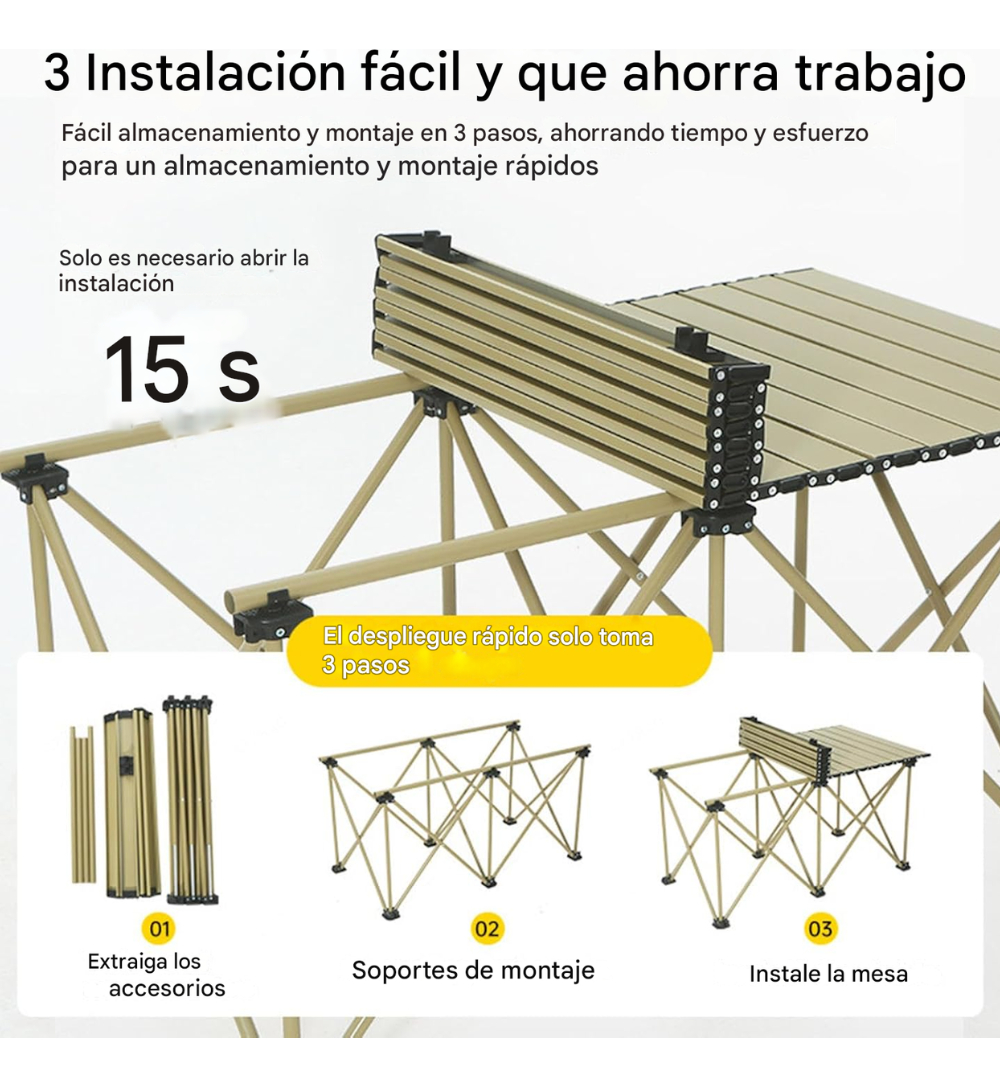Mesa Plegable Camping Picnic Jardin 4 Sillas Bancos Kit 5pcs