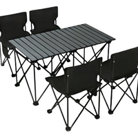 Mesa Plegable Camping Picnic Jardin 4 Sillas Bancos Kit 5pcs