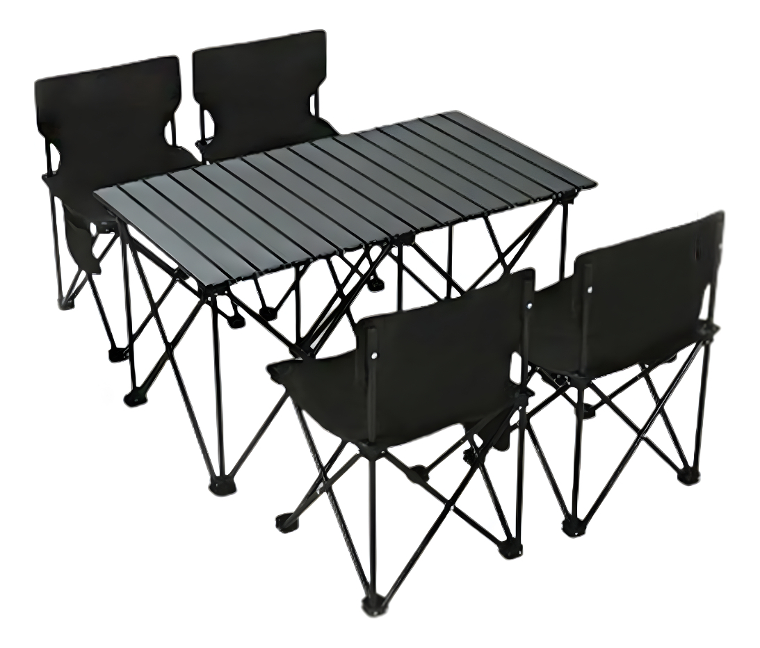 Mesa Plegable Camping Picnic Jardin 4 Sillas Bancos Kit 5pcs