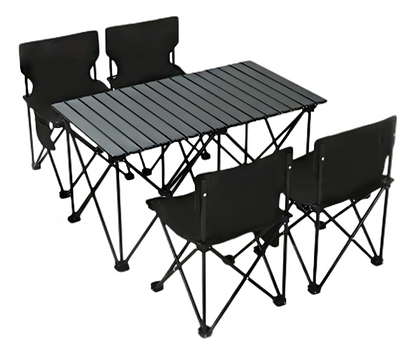 Mesa Plegable Camping Picnic Jardin 4 Sillas Bancos Kit 5pcs
