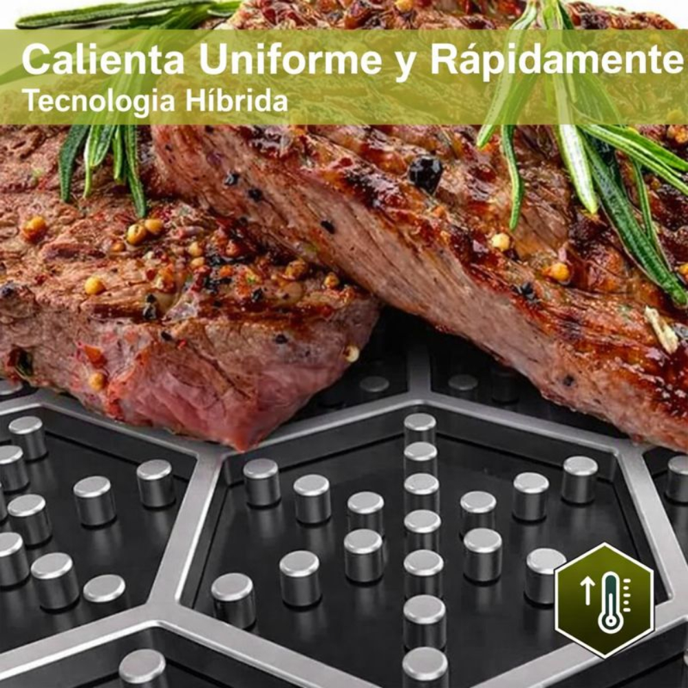 Sarten Antiadherente Acero Tapa Vidrio Moderno Lujo Premium