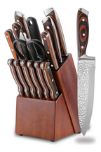 Juego Cuchillos Cocina Base Madera Acero Inoxidable Premium