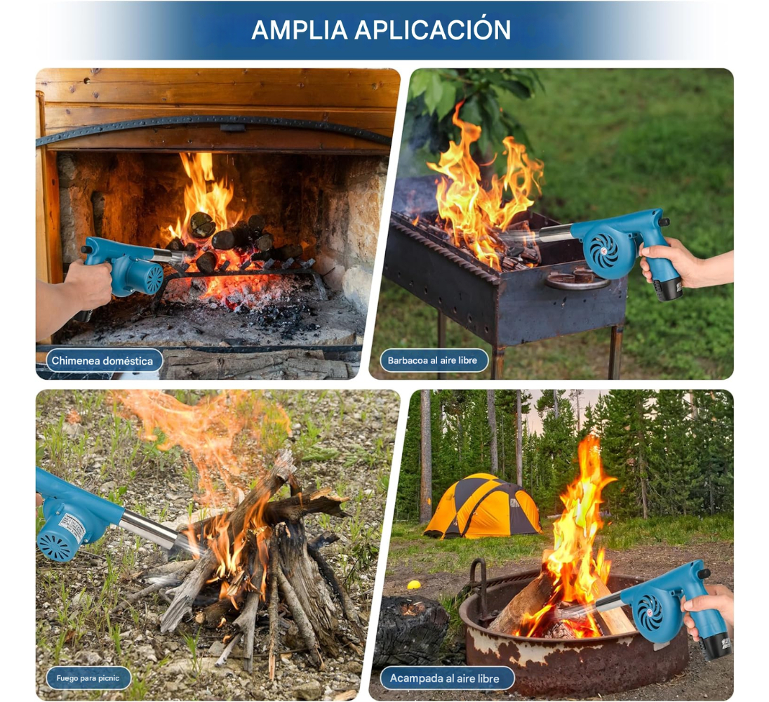 Ventilador Soplador Barbacoa Recargable 12V Portátil Parrilladas
