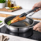 Sarten Antiadherente Acero Tapa Vidrio Moderno Lujo Premium