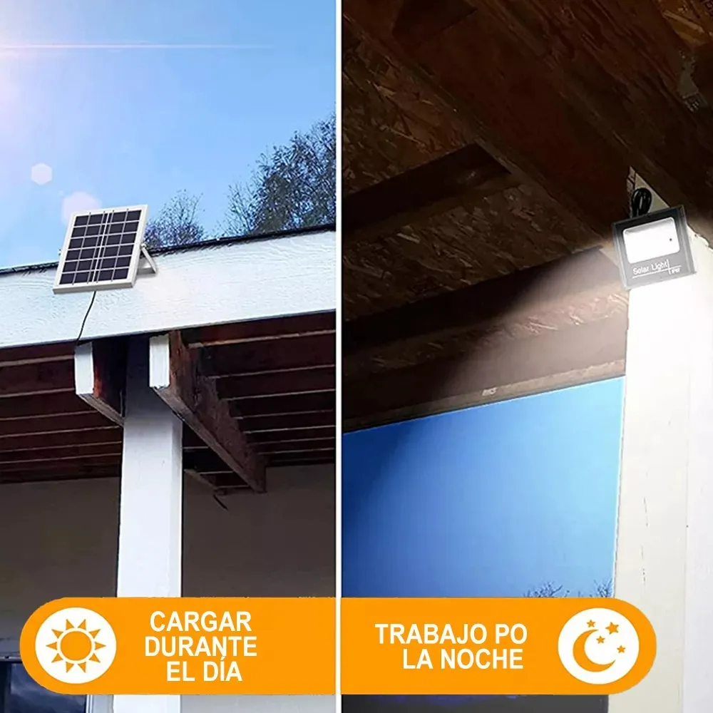 Lampara Reflector Solar 100w Led Exterior Ip66 Panel Solar