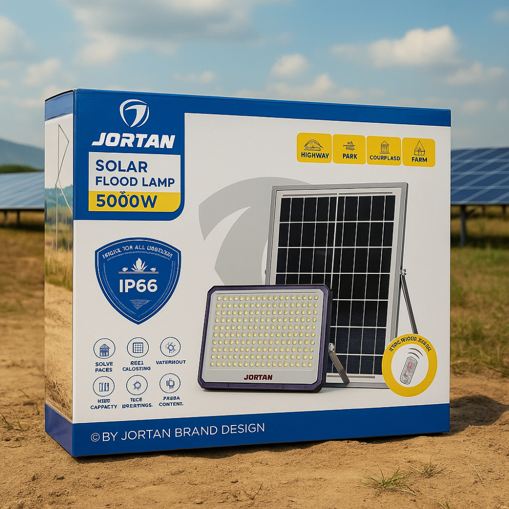 Reflector Solar Led Lampara 5000w Jortan Con Control Y Panel