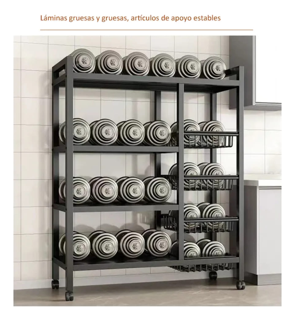 Organizador Mueble Carrito Cocina Hogar Elegante 80cm Acero
