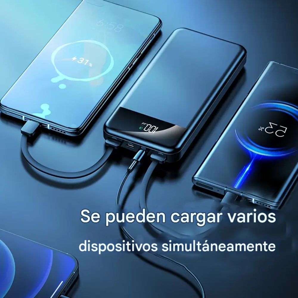 Power Bank 20000mah Multipuertos Lighting V8 Tipo C Linterna