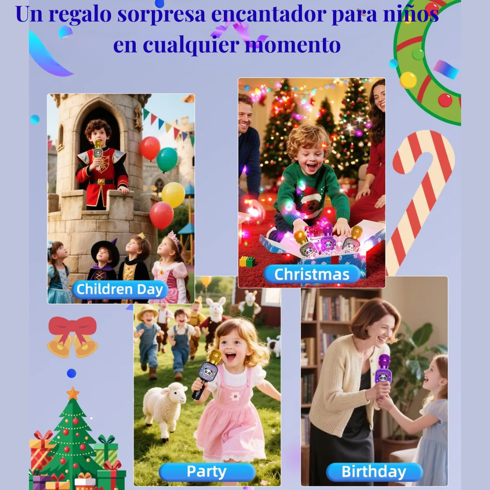 Micrófono Karaoke Inalámbrico Niños Bluetooth Led Premium X7