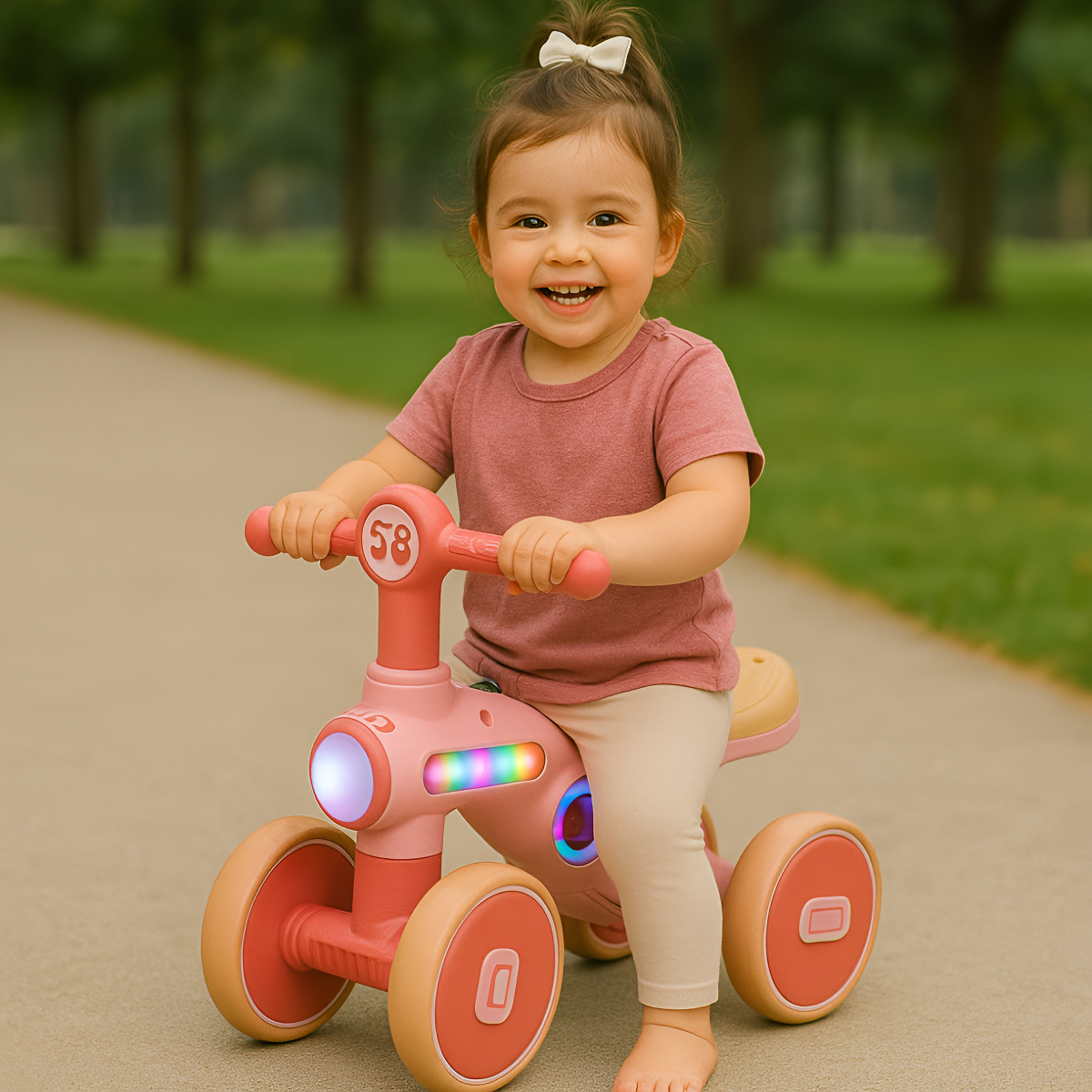 Triciclo Paseador Bebes Niños 4 Ruedas Luces Led Musical