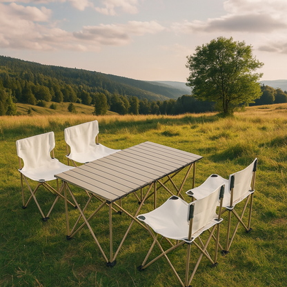 Mesa Plegable Camping Picnic Jardin 4 Sillas Bancos Kit 5pcs