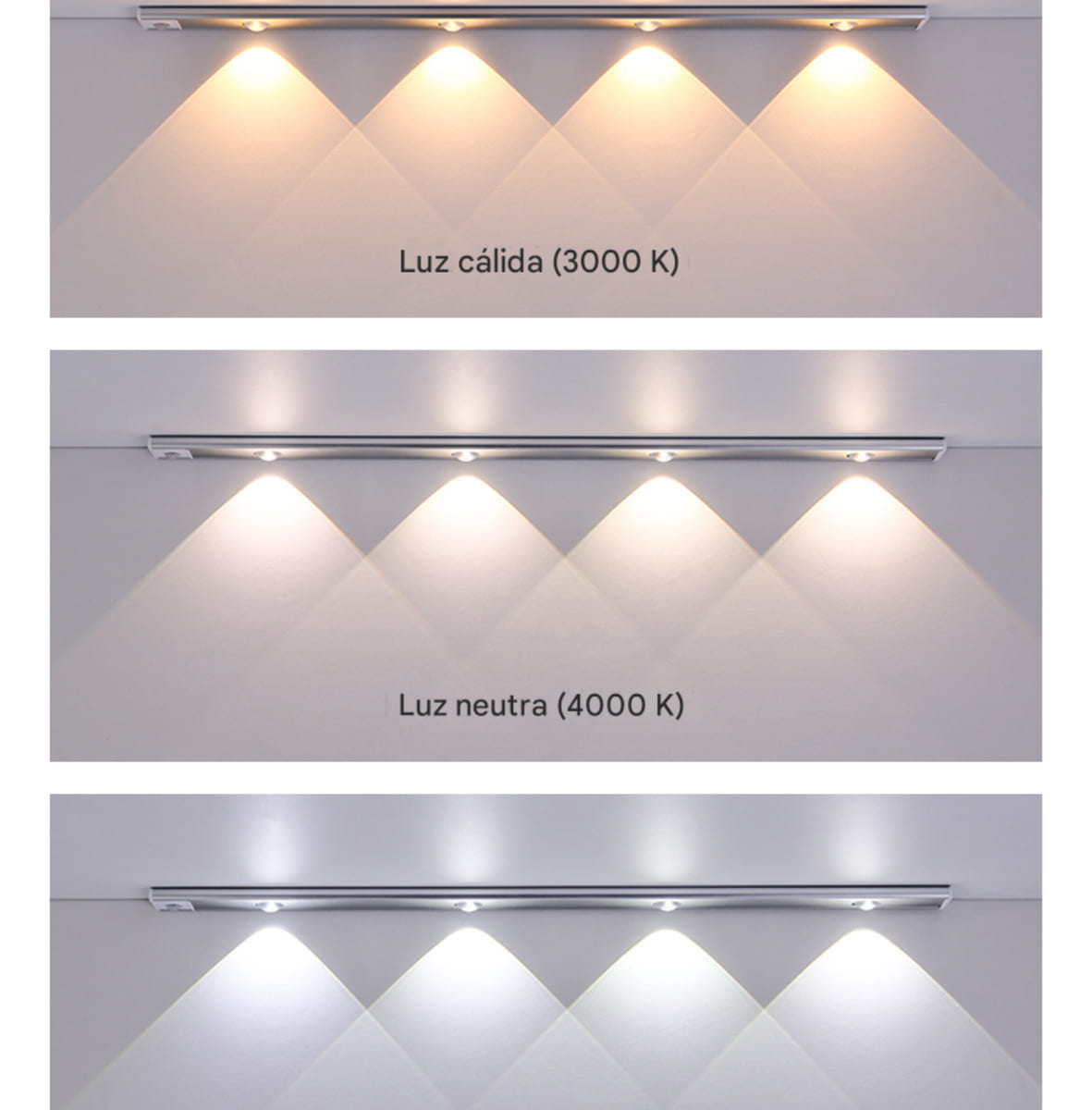 Lámpara Led Sensor Barra Luz Recargable 100cm 3 Tonos Luces