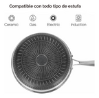 Sarten Antiadherente Acero Tapa Vidrio Moderno Lujo Premium