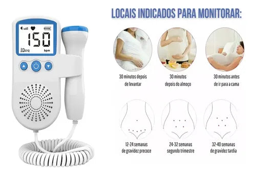 Monitor Frecuencia Doppler Fetal Cardíaco Bebés Ultrasonido