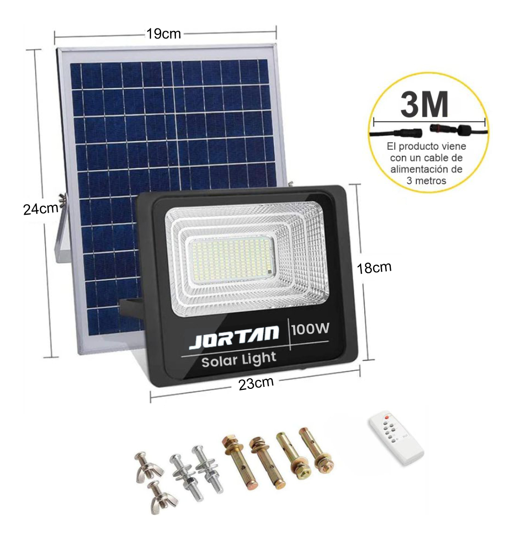 Lampara Reflector Solar 100w Led Exterior Ip66 Panel Solar