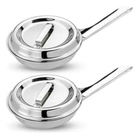 Thumbnail for 🍳✨Set X2 Sartenes De Acero Quirúrgico 18/10 Con Tapa Antiadherente🛡️🔥