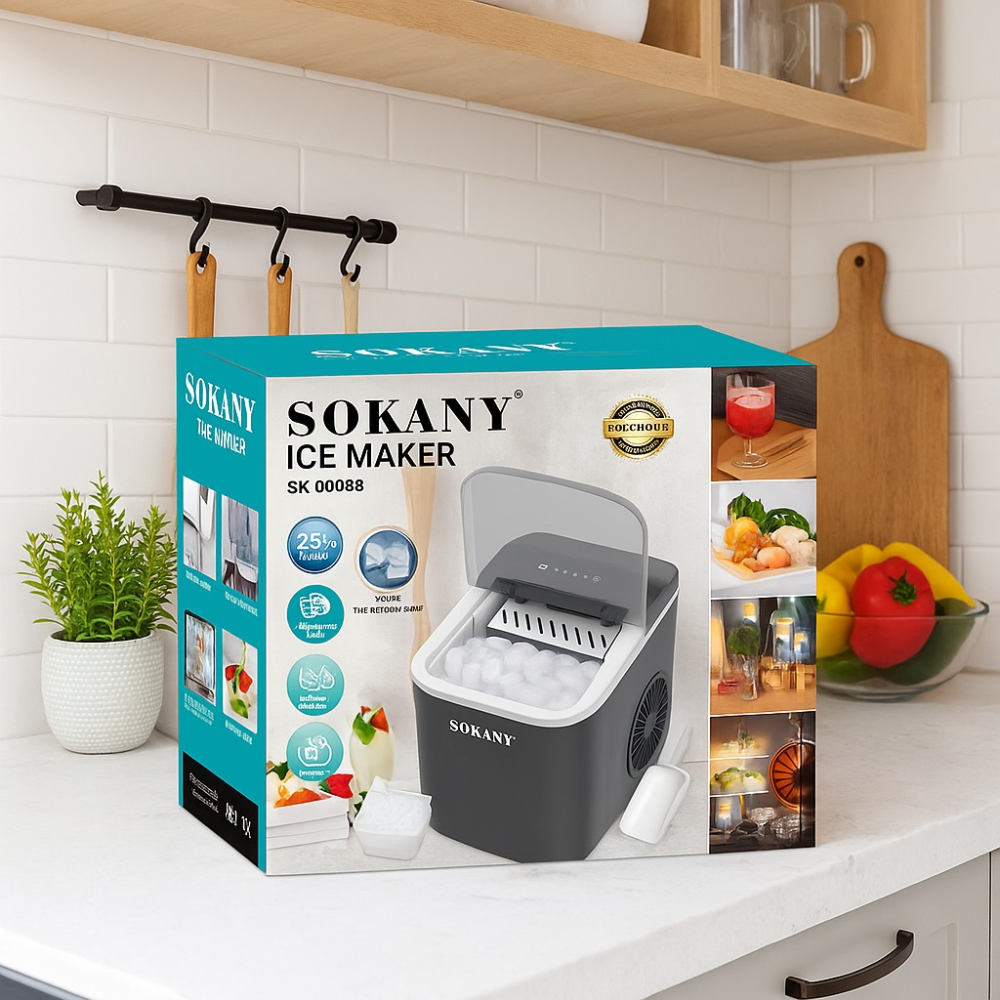 Maquina De Hielo Portátil Cubitos, Hasta 26lbs Sokany