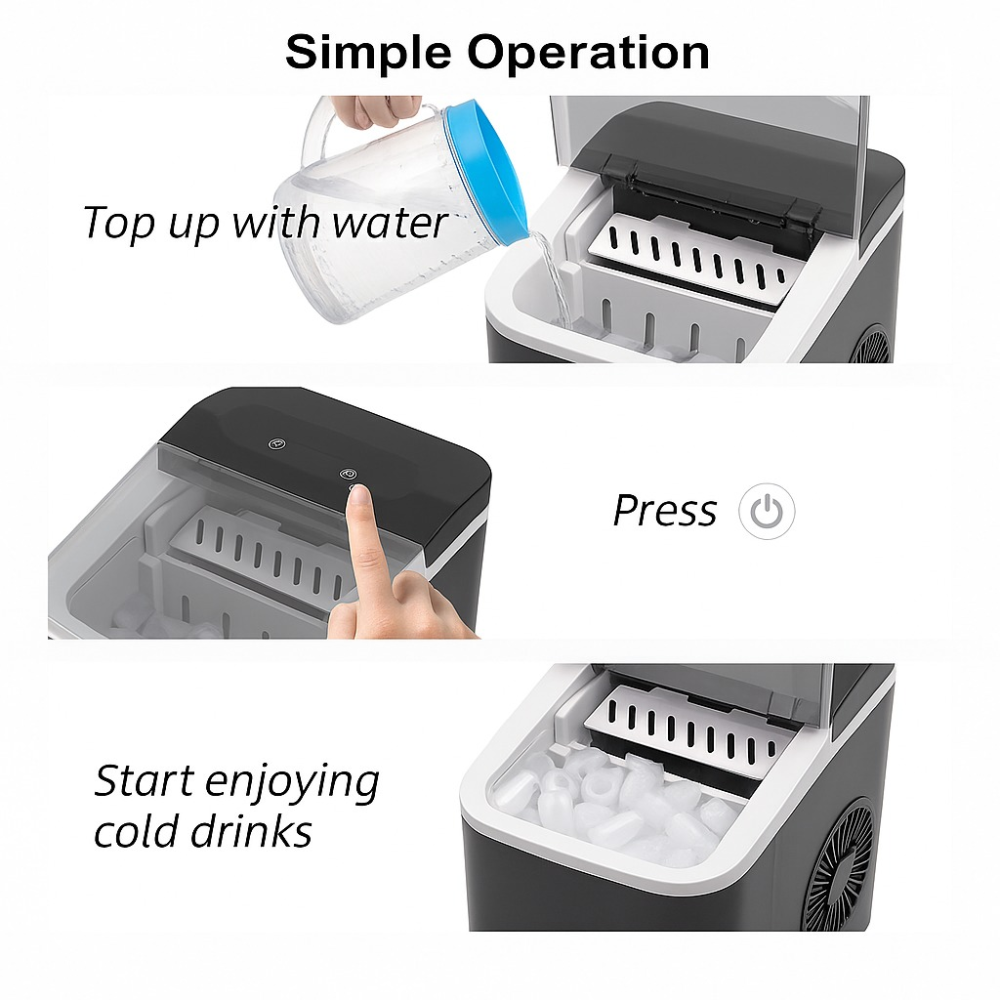 Maquina De Hielo Portátil Cubitos, Hasta 26lbs Sokany