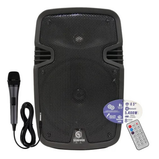 Parlante Recargable Bluetooth 6.5 Pulgadas + Micrófono Sonivox