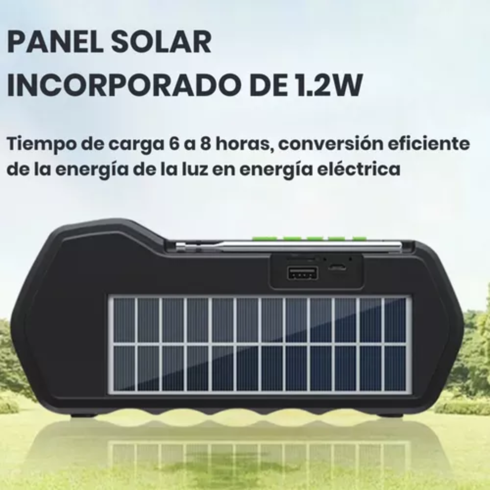 Radio Fm Portatil Bluetooth Con Panel Solar Linterna Cclamp CL-823